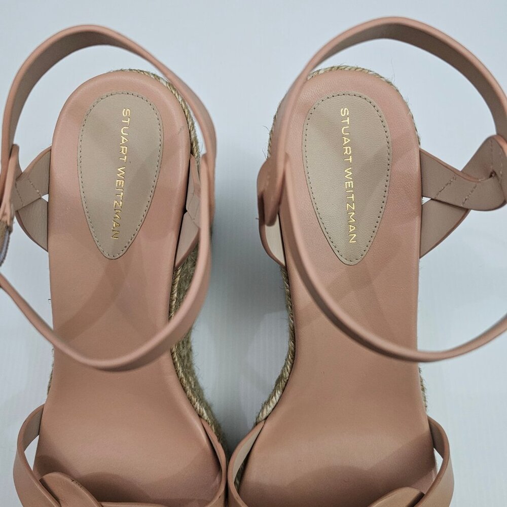 Stuart Weitzman Braida Max Espadrille Wedge Womens 9.5 Tan Leather Sandal Summer - Picture 8 of 15